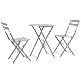 Garten Bistrotisch und Stühle 3 Stück grauer Stahl von vidaXL, Gartensets - Ref: Foro24-44355, Preis: 79,99 €, Rabatt: %