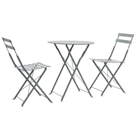 Garden bistro table and chairs set, 3 pieces, gray steel by vidaXL, Garden sets - Ref: Foro24-44355, Price: 79,99 €, Discount: %