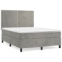 Cama box spring con colchón terciopelo gris claro 140x200 cm de , Camas y somieres - Ref: Foro24-3142965, Precio: 507,99 €, D...