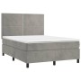 Boxspringbett mit hellgrauer Samtmatratze 140x200 cm von , Betten und Lattenroste - Ref: Foro24-3142965, Preis: 507,99 €, Rab...