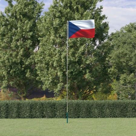 Mast and flag of Czech Republic aluminum 5.55 m by , Flags and windsocks - Ref: Foro24-3147139, Price: 58,78 €, Discount: %