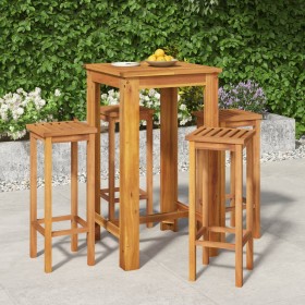 Hoher Gartentisch und Hocker, 5 Stück, massives Akazienholz von , Gartensets - Ref: Foro24-3154387, Preis: 290,63 €, Rabatt: %