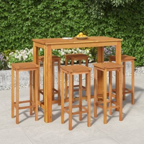 Hoher Gartentisch und Hocker, 7-tlg. aus massivem Akazienholz von , Gartensets - Ref: Foro24-3154393, Preis: 365,69 €, Rabatt: %