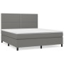 Box spring bed with dark gray fabric mattress 160x200 cm by , Beds and slatted bases - Ref: Foro24-3141706, Price: 546,75 €, ...