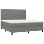 Box spring bed with dark gray fabric mattress 160x200 cm by , Beds and slatted bases - Ref: Foro24-3141706, Price: 546,75 €, ...