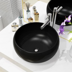 Lavabo redondo de cerámica negro 40x15 cm de vidaXL, Lavabos - Ref: Foro24-142735, Precio: 63,30 €, Descuento: %