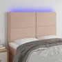 Headboard LED lights cappuccino synthetic leather 144x5x118/128cm by , Headboards and footboards - Ref: Foro24-3122379, Price...