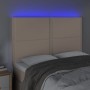 Headboard LED lights cappuccino synthetic leather 144x5x118/128cm by , Headboards and footboards - Ref: Foro24-3122379, Price...