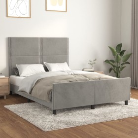 Bed frame with light gray velvet headboard 140x190cm by , Beds and slatted bases - Ref: Foro24-3125690, Price: 203,91 €, Disc...