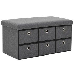 Banco almacenaje plegable lino sintético 76x38x38 gris oscuro de vidaXL, Bancos para recibidores y almacenamiento - Ref: Foro...