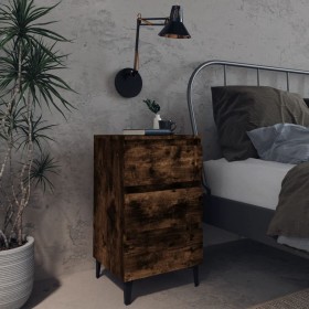 Bedside table 2 pcs smoked oak metal legs 40x35x69 cm by , Nightstands - Ref: Foro24-813141, Price: 116,99 €, Discount: %