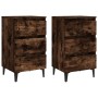 Mesita de noche 2 uds patas de metal roble ahumado 40x35x69 cm de , Mesitas de noche - Ref: Foro24-813141, Precio: 116,26 €, ...