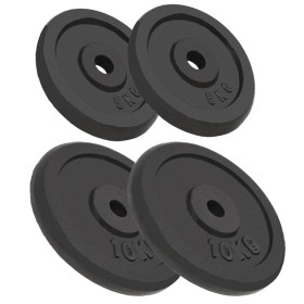 Cast iron weight plates 4 pcs 2x10 kg+2x5 kg by vidaXL, free weight - Ref: Foro24-91395, Price: 130,35 €, Discount: %