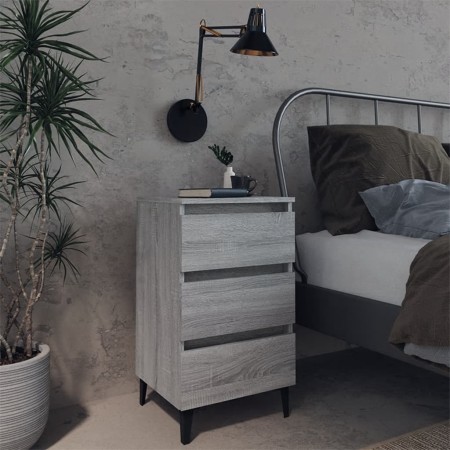 2 pcs bedside tables with Sonoma gray metal legs 40x35x69 cm by , Nightstands - Ref: Foro24-813143, Price: 131,09 €, Discount: %