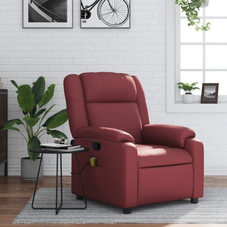 Sillón de masaje reclinable cuero sintético rojo tinto de , Sillones - Ref: Foro24-373533, Precio: 255,99 €, Descuento: %