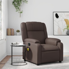 Brown synthetic leather reclining massage chair by , Armchairs - Ref: Foro24-373531, Price: 257,75 €, Discount: %