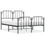 Bed frame with headboard and black metal footboard 135x190cm by , Beds and slatted bases - Ref: Foro24-373904, Price: 100,30 ...