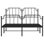 Bed frame with headboard and black metal footboard 135x190cm by , Beds and slatted bases - Ref: Foro24-373904, Price: 100,30 ...