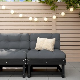 Zentrales Gartensofa aus massivem schwarzem Kiefernholz von , Modulare Sofas für den Außenbereich - Ref: Foro24-825377, Preis...