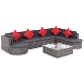 8-teiliges Gartenmöbel-Set und Kissen synthetisches Rattangrau von vidaXL, Gartensets - Ref: Foro24-44424, Preis: 805,59 €, R...