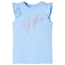 Camiseta infantil de manga volante azul claro 104 de , Camisetas para niños - Ref: Foro24-11325, Precio: 7,99 €, Descuento: %