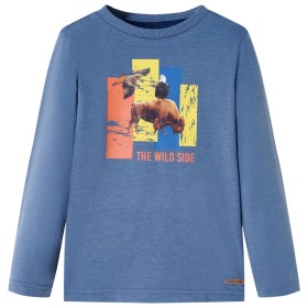 Long-sleeved blue mélange children's t-shirt size 104 by , Kids T-shirts - Ref: Foro24-12990, Price: 8,99 €, Discount: %