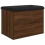 Brown oak engineered wood storage bench 62x42x45 cm by , Benches for halls and storage - Ref: Foro24-835046, Price: 70,54 €, ...