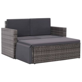 Set de muebles de jardín 2 pzas y cojines ratán sintético gris de vidaXL, Conjuntos de jardín - Ref: Foro24-44422, Precio: 30...