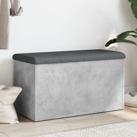 Concrete gray engineered wood bench with storage 82x42x45cm by , Benches for halls and storage - Ref: Foro24-835050, Price: 7...