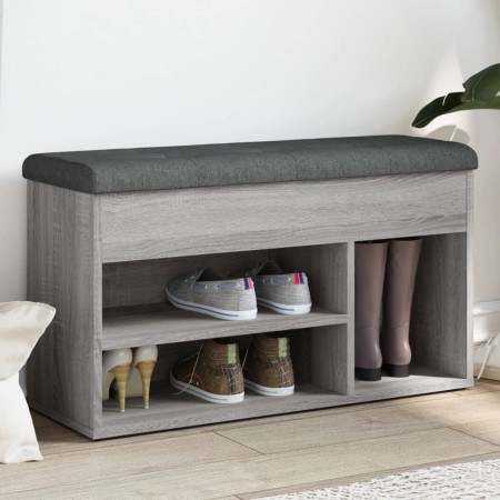 Banco zapatero madera de ingeniería gris Sonoma 82x32x45,5 cm de , Bancos para recibidores y almacenamiento - Ref: Foro24-835...