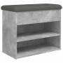 Banco zapatero madera de ingeniería gris hormigón 62x32x50 cm de , Bancos para recibidores y almacenamiento - Ref: Foro24-835...