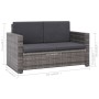 Set de muebles de jardín 2 pzas y cojines ratán sintético gris de vidaXL, Conjuntos de jardín - Ref: Foro24-44422, Precio: 32...