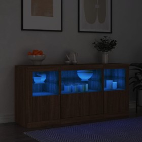 Sideboard mit LED-Leuchten, braune Eiche, 142,5 x 37 x 67 cm von , Sideboards - Ref: Foro24-3209071, Preis: 160,19 €, Rabatt: %