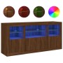 Sideboard with LED lights brown oak 142.5x37x67 cm by , Sideboards - Ref: Foro24-3209071, Price: 156,99 €, Discount: %