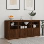 Sideboard with LED lights brown oak 142.5x37x67 cm by , Sideboards - Ref: Foro24-3209071, Price: 156,99 €, Discount: %