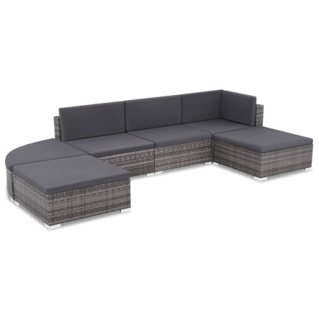 6-piece garden furniture set and gray synthetic rattan cushions by vidaXL, Garden sets - Ref: Foro24-44425, Price: 460,15 €, ...