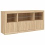 Sideboard with LED lights Sonoma oak 142.5x37x67 cm by , Sideboards - Ref: Foro24-3209067, Price: 167,54 €, Discount: %