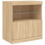 Sideboard with LED lights Sonoma oak 142.5x37x67 cm by , Sideboards - Ref: Foro24-3209067, Price: 167,54 €, Discount: %