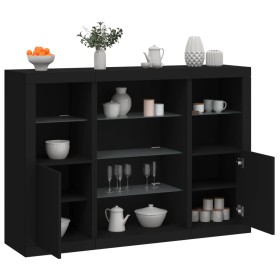 Sideboards with LED lights 3 pieces black engineered wood by , Sideboards - Ref: Foro24-3209129, Price: 213,99 €, Discount: %