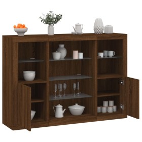 Sideboard with LED light 3 pieces engineered wood oak brown by , Sideboards - Ref: Foro24-3209134, Price: 202,11 €, Discount: %