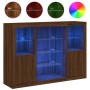 Sideboard with LED light 3 pieces engineered wood oak brown by , Sideboards - Ref: Foro24-3209134, Price: 202,11 €, Discount: %