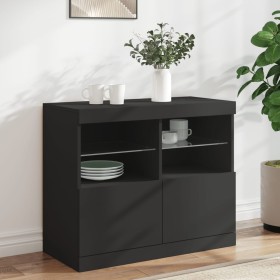 Black sideboard with LED lights 81x37x67 cm by , Sideboards - Ref: Foro24-836659, Price: 81,51 €, Discount: %