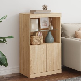 Sideboard with LED lights Sonoma oak 60.5x37x100 cm by , Sideboards - Ref: Foro24-836667, Price: 83,33 €, Discount: %