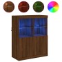 Sideboard with LED lights oak brown 81x37x100 cm by , Sideboards - Ref: Foro24-836678, Price: 115,57 €, Discount: %