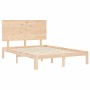 Double bed frame with solid wood headboard by , Beds and slatted bases - Ref: Foro24-3193636, Price: 141,99 €, Discount: %