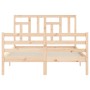 Bed frame with solid wood headboard 140x190 cm by , Beds and slatted bases - Ref: Foro24-3194941, Price: 121,12 €, Discount: %