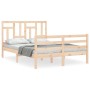 Estructura de cama de matrimonio con cabecero madera maciza de , Camas y somieres - Ref: Foro24-3194936, Precio: 131,99 €, De...