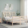 Double bed frame with solid wood headboard by , Beds and slatted bases - Ref: Foro24-3194936, Price: 131,89 €, Discount: %