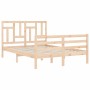 Double bed frame with solid wood headboard by , Beds and slatted bases - Ref: Foro24-3194936, Price: 131,89 €, Discount: %