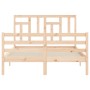 Double bed frame with solid wood headboard by , Beds and slatted bases - Ref: Foro24-3194936, Price: 131,89 €, Discount: %